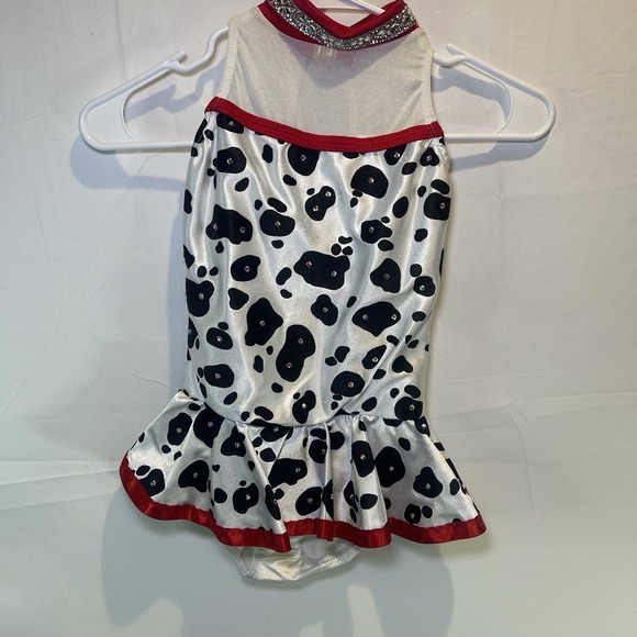 Dansco Dance Costume W/Tutu  Size MC Animal Print Dalmatian Added stoned Medium - Picture 2 of 9